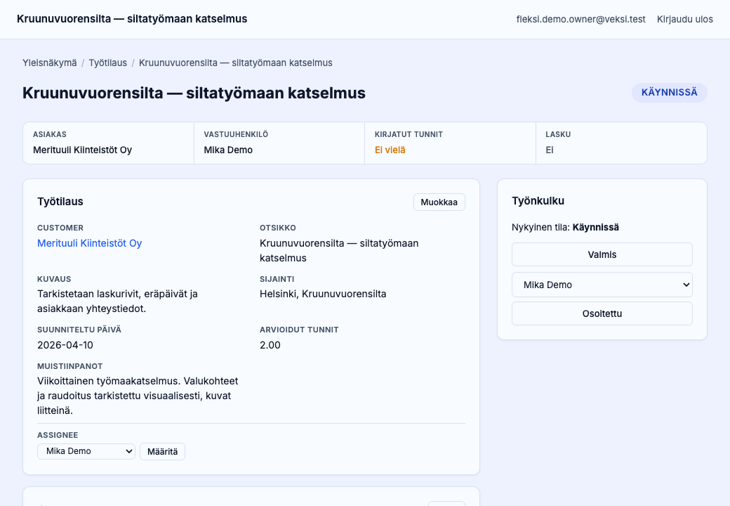 Työtilaus Fleksissä